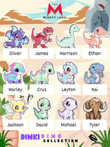 Dinky Dino Custom Clothing Labels - Pack of 24 for School Uniforms | The Mighty Label