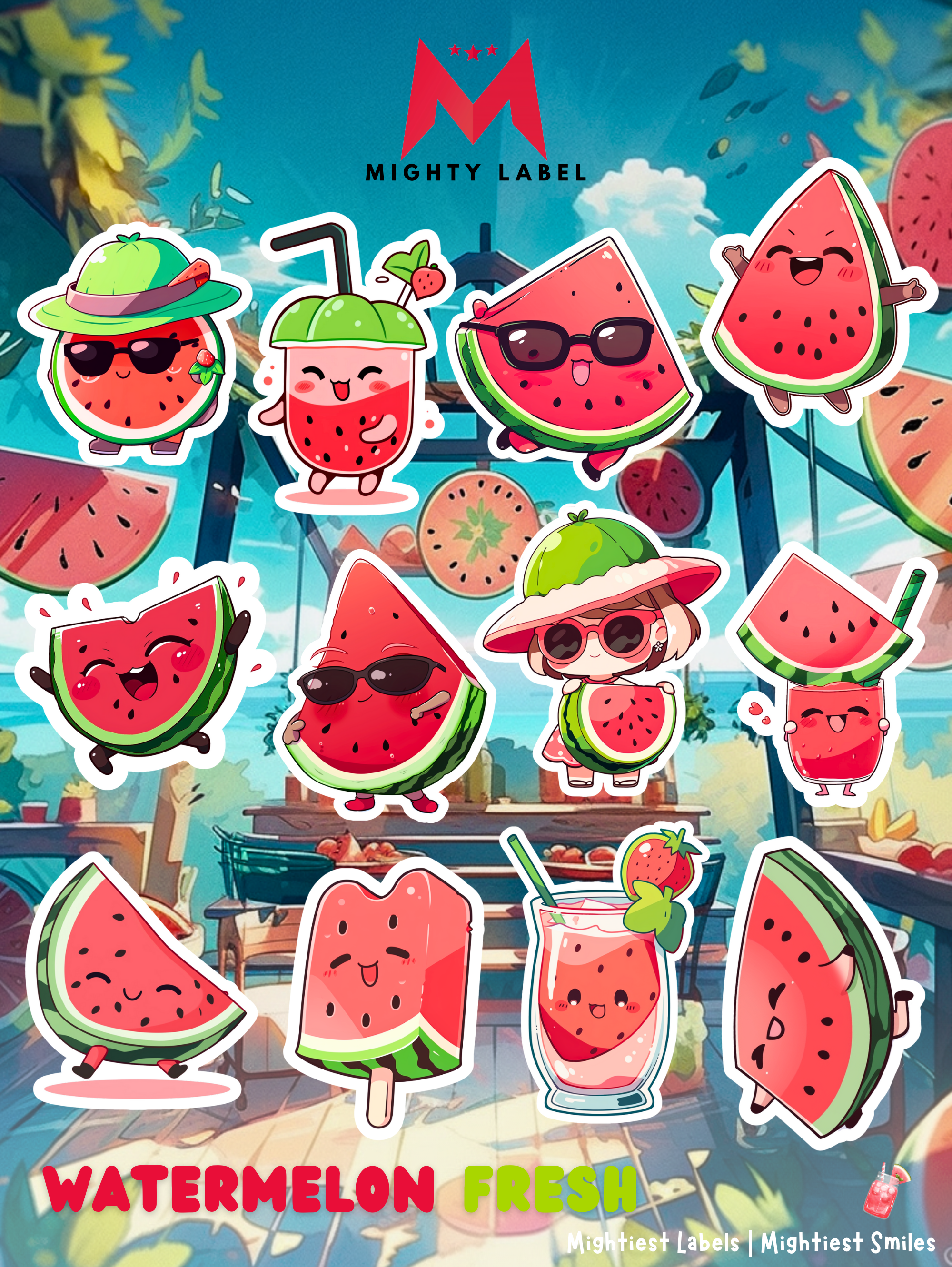 Watermelon Fresh Sticker Pack - Waterproof Vinyl Decals | The Mighty Label