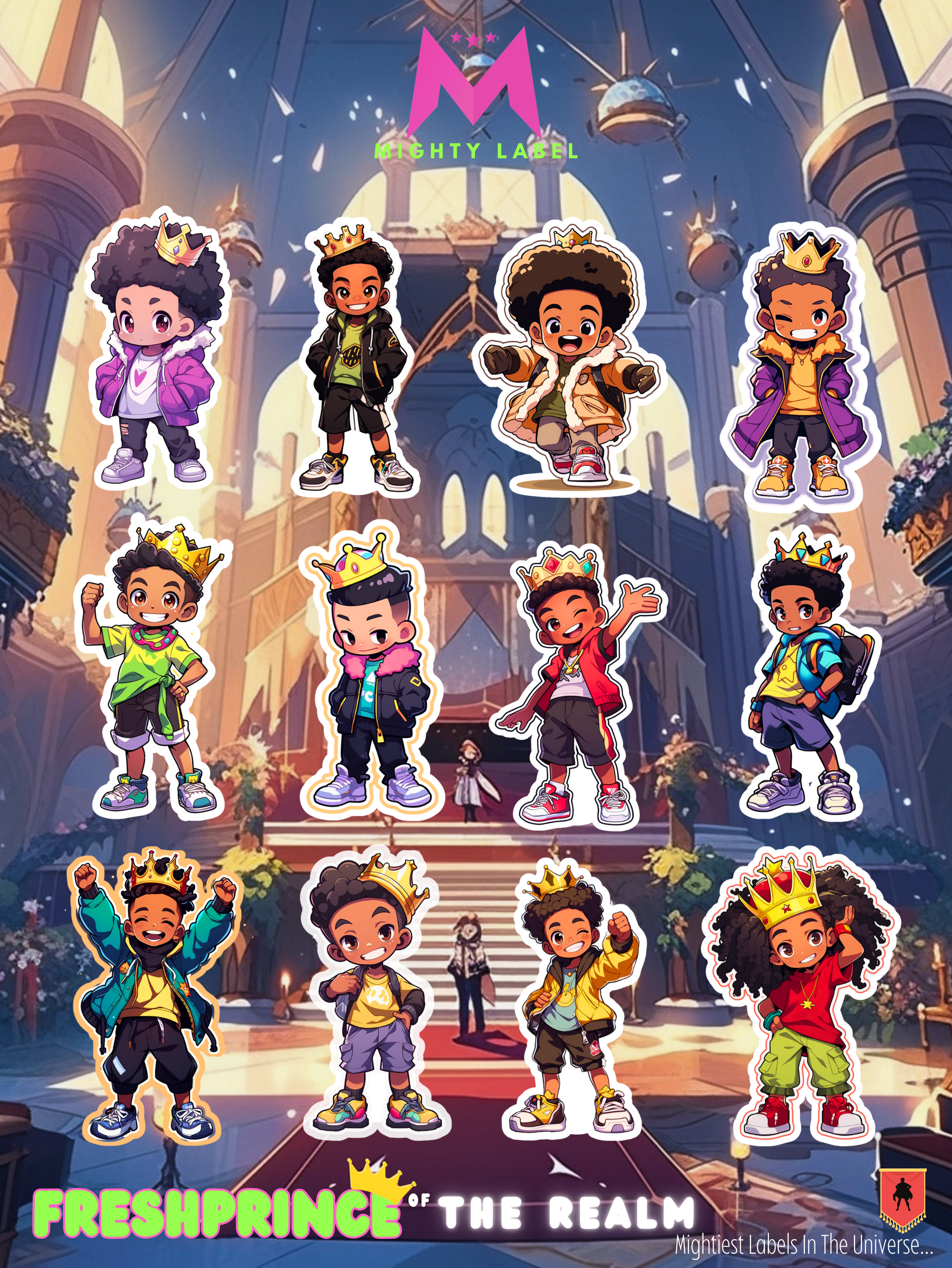 Fresh Prince of the Realm Sticker Pack - 12 Waterproof Vinyl Decals | The Mighty Label