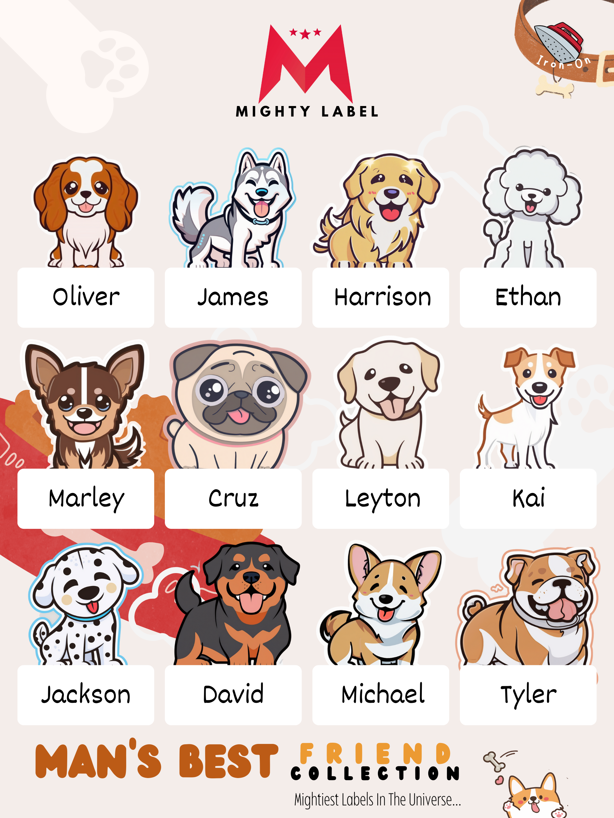 Custom Dog Iron-On Name Labels - For Clothing & School Gear | The Mighty Label