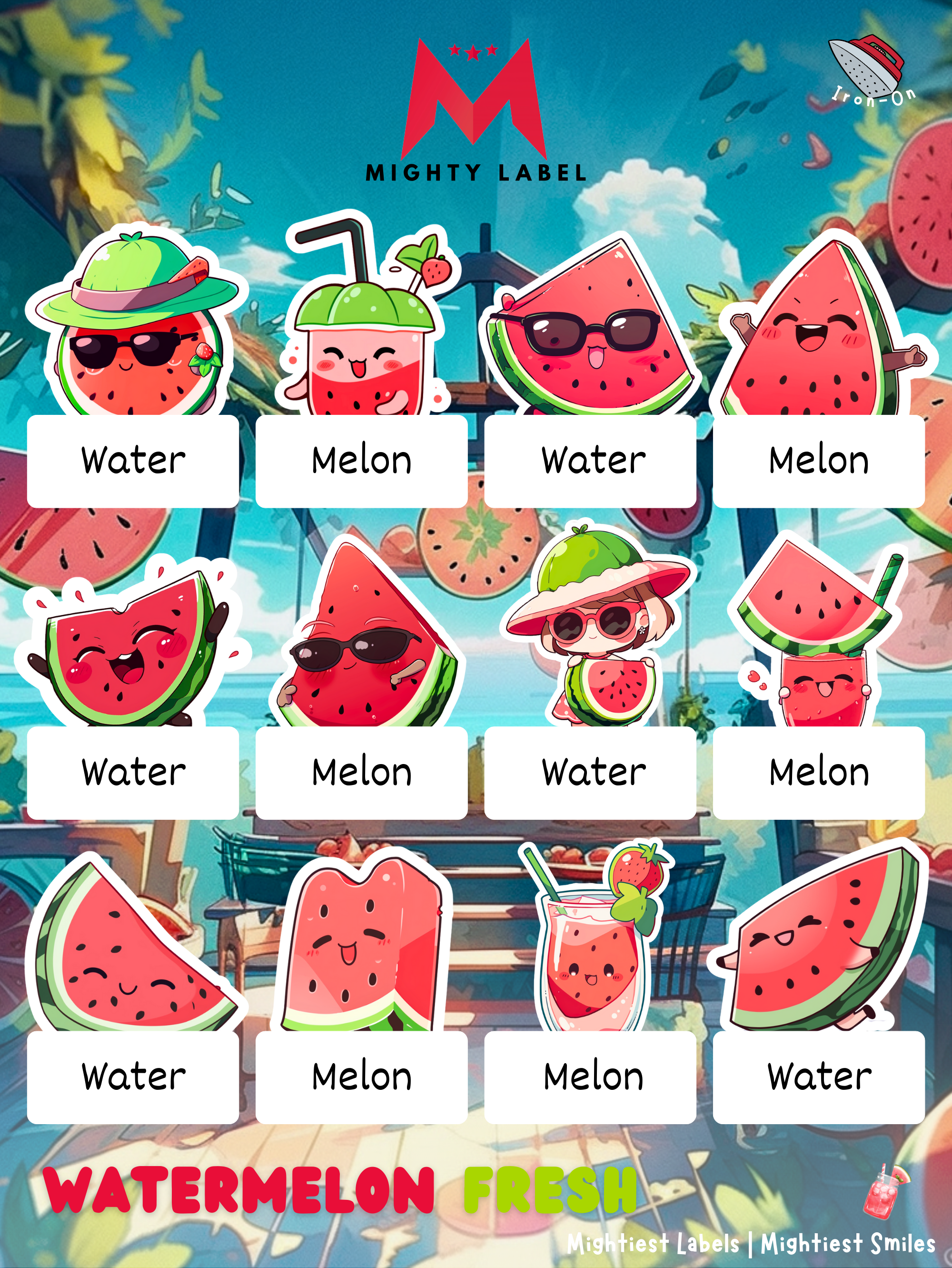 Watermelon Fresh Iron-On Name Labels - Wash & Tumble-Dry Safe | The Mighty Label