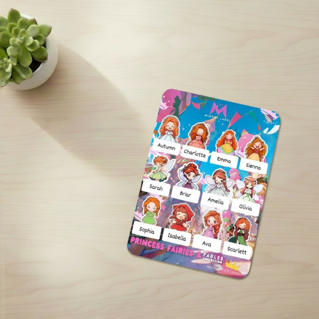 Magical Princess Clothing Labels - Pack of 24, Tumble-Dry Safe | The Mighty Label (Red Head)