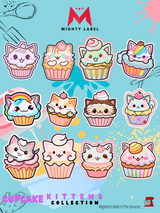 Cupcake Kittens Sticker Pack - 12 Water-Resistant Vinyl Decals | The Mighty Label