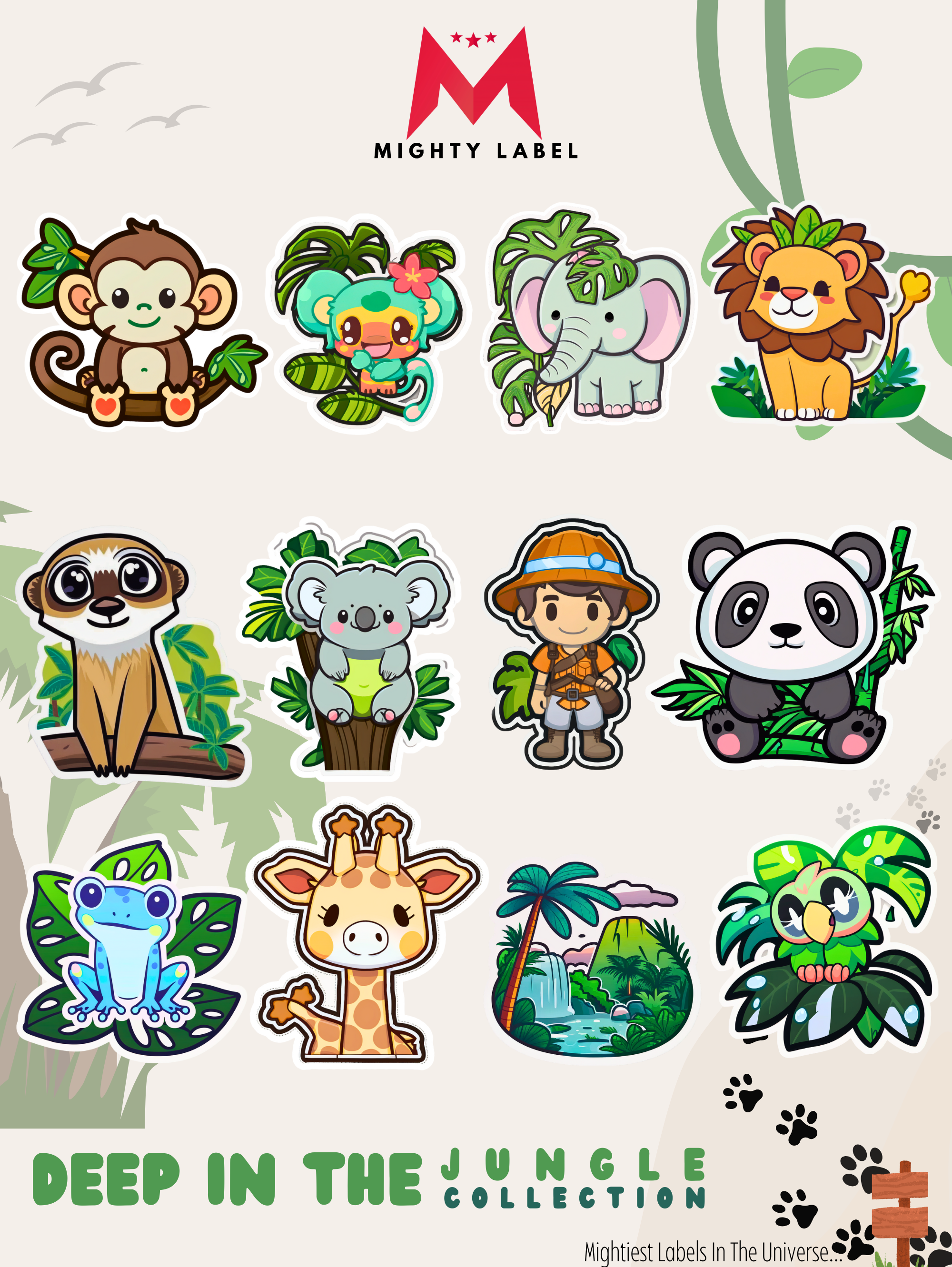 Deep in the Jungle Sticker Pack - Water-Resistant Vinyl Decals for Laptops | The Mighty Label