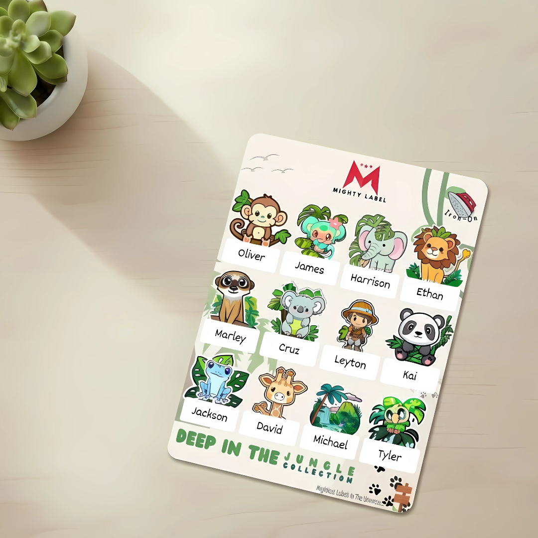 Personalised Jungle Iron-On Labels - Washer & Dryer Safe for Clothing | The Mighty Label