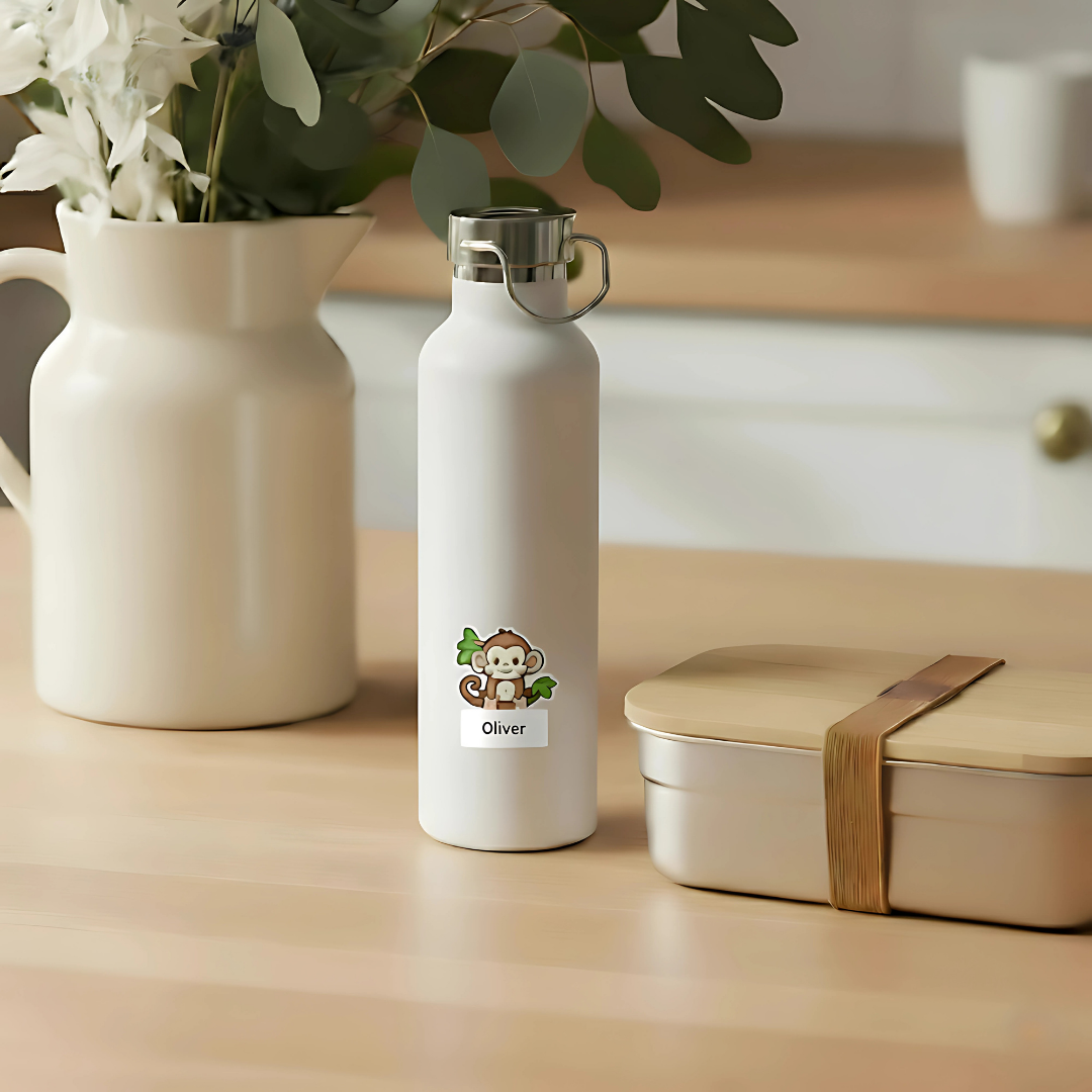 Safari Animal Name Stickers for Kids - Durable Vinyl Labels for Lunchboxes | The Mighty Label