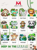 Safari Animal Name Stickers for Kids - Durable Vinyl Labels for Lunchboxes | The Mighty Label
