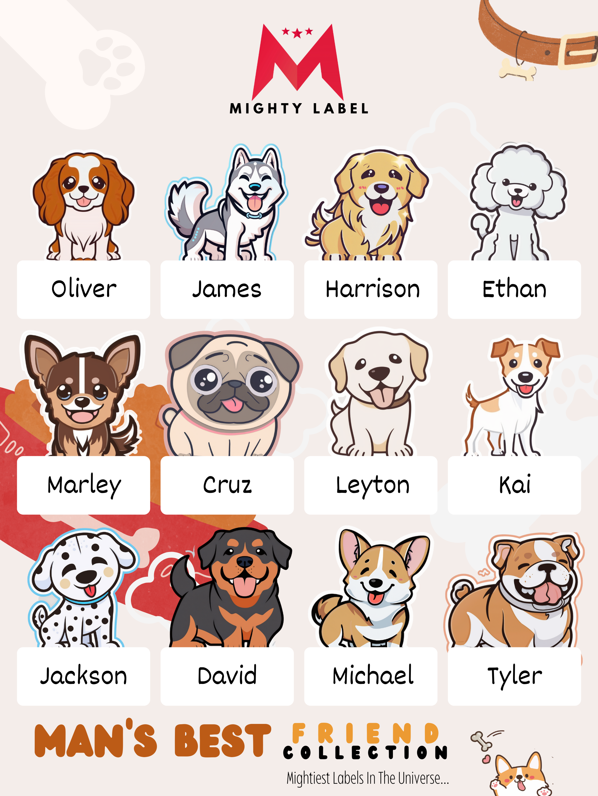 Personalised Dog Name Labels - Waterproof Vinyl for School Supplies | The Mighty Label