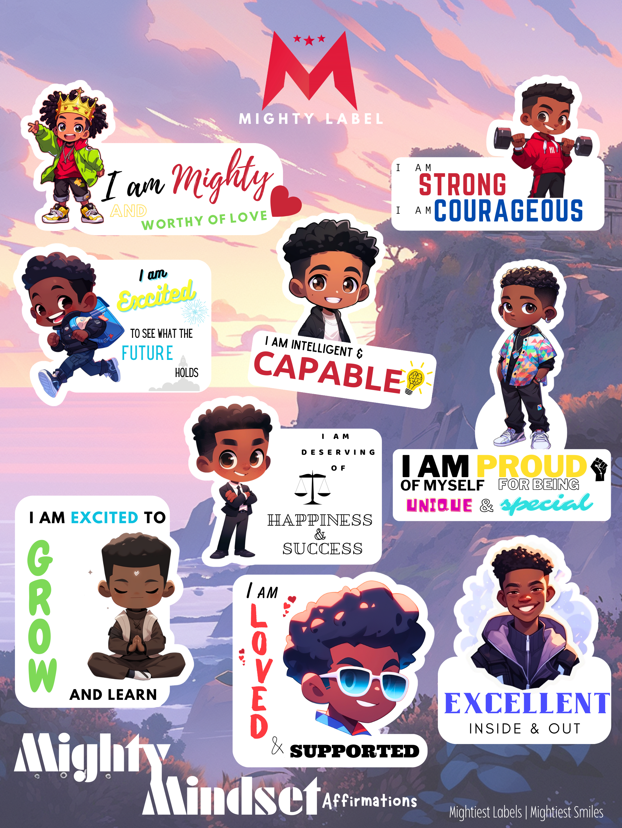 Mighty Mindset Sticker Pack - Positive Affirmations for Boys | The Mighty Label