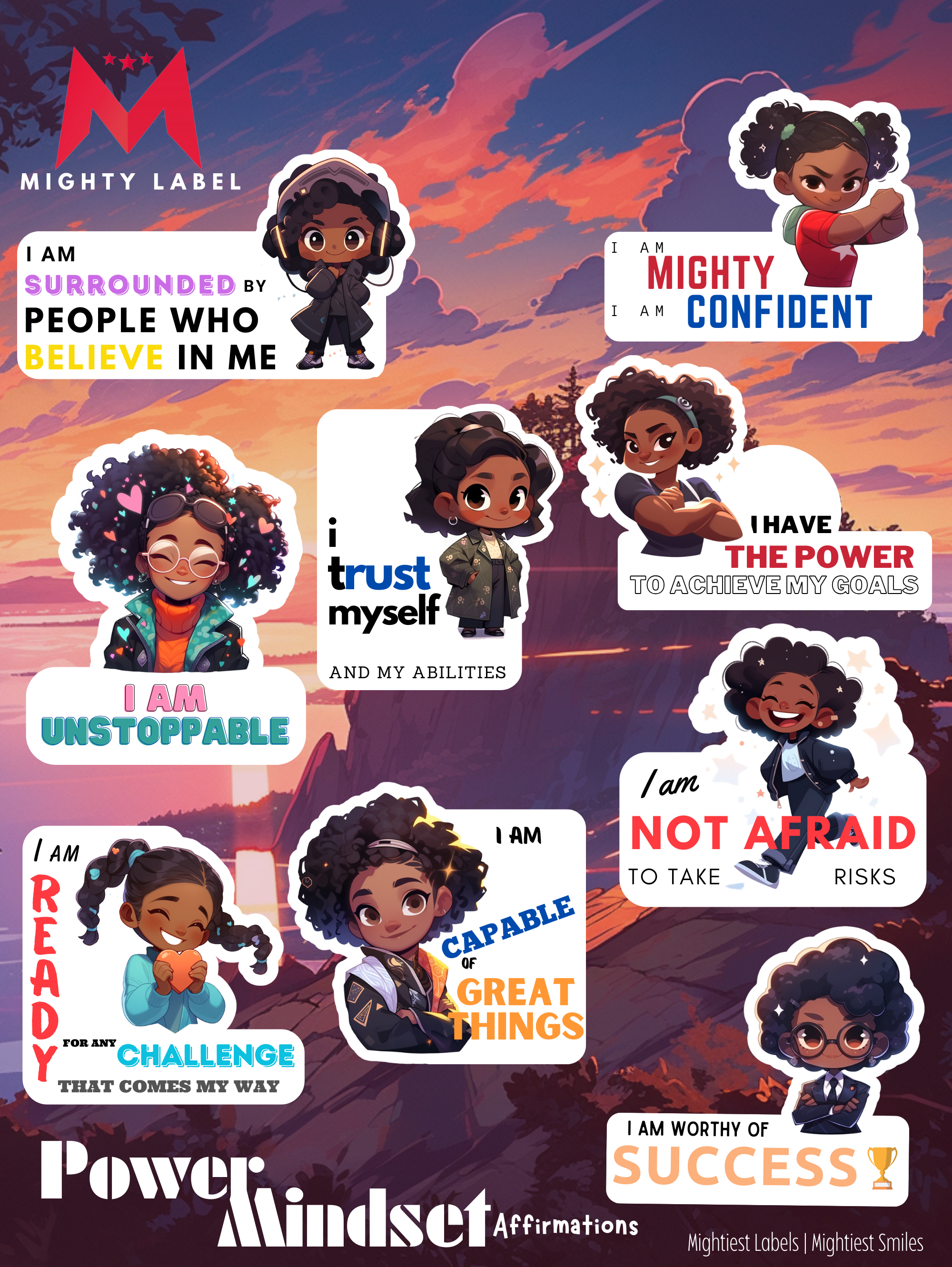 Power Mindset Sticker Pack - Positive Affirmations for Girls | The Mighty Label