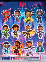 Superhero Vinyl Stickers (12-Pack) - For Water Bottles, Laptops & More | The Mighty Label (Black Characters)