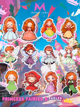 Princess & Fairy Sticker Pack - 12 Water-Resistant Vinyl Decals | The Mighty Label (Red Head)