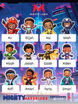 Personalised Superhero Name Labels - Waterproof for School Supplies | The Mighty Label (Black Characters)