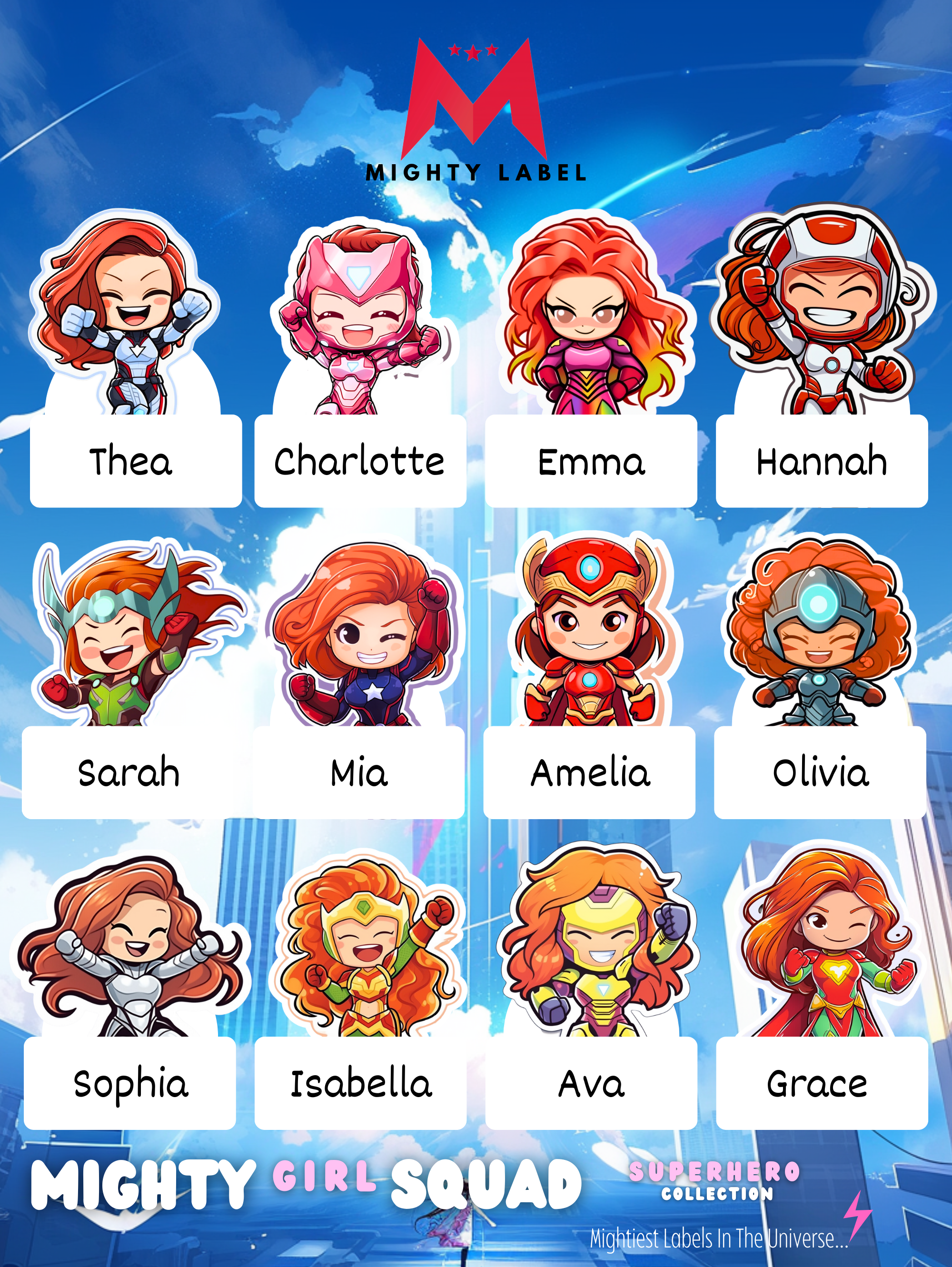 Mighty Girl Squad Name Labels - To Unleash Their Inner Hero | The Mighty Label (Red Head)