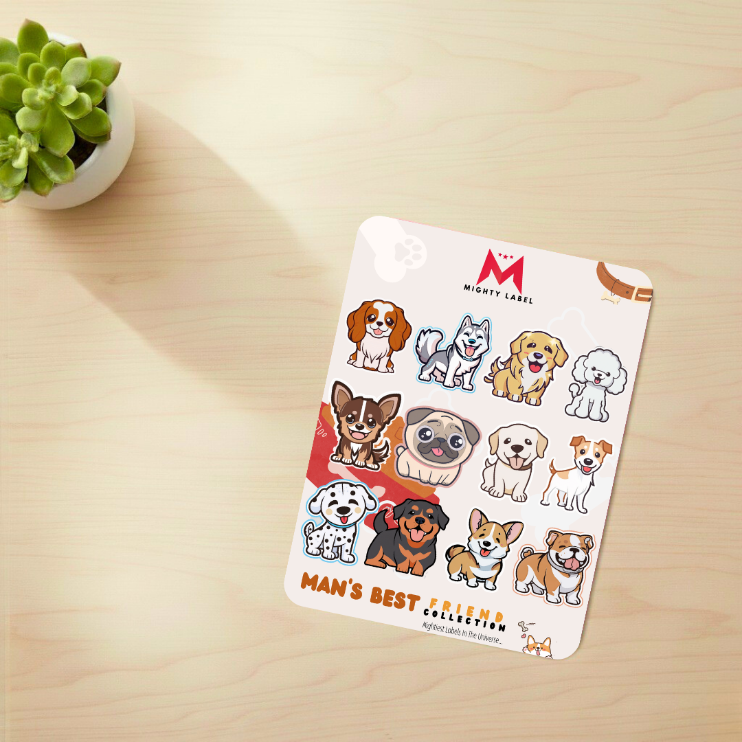 Cute Dog Vinyl Sticker Collection - 12 Laminated Decals for All Ages | The Mighty Label