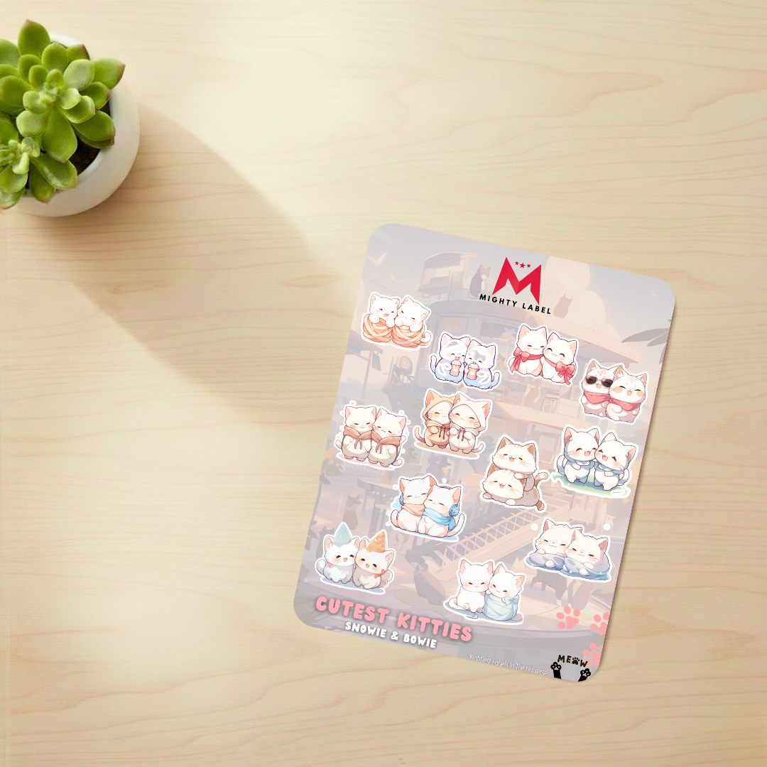 Snowie & Bowie Kitten Stickers - Water-Resistant for Decorating Gear | The Mighty Label