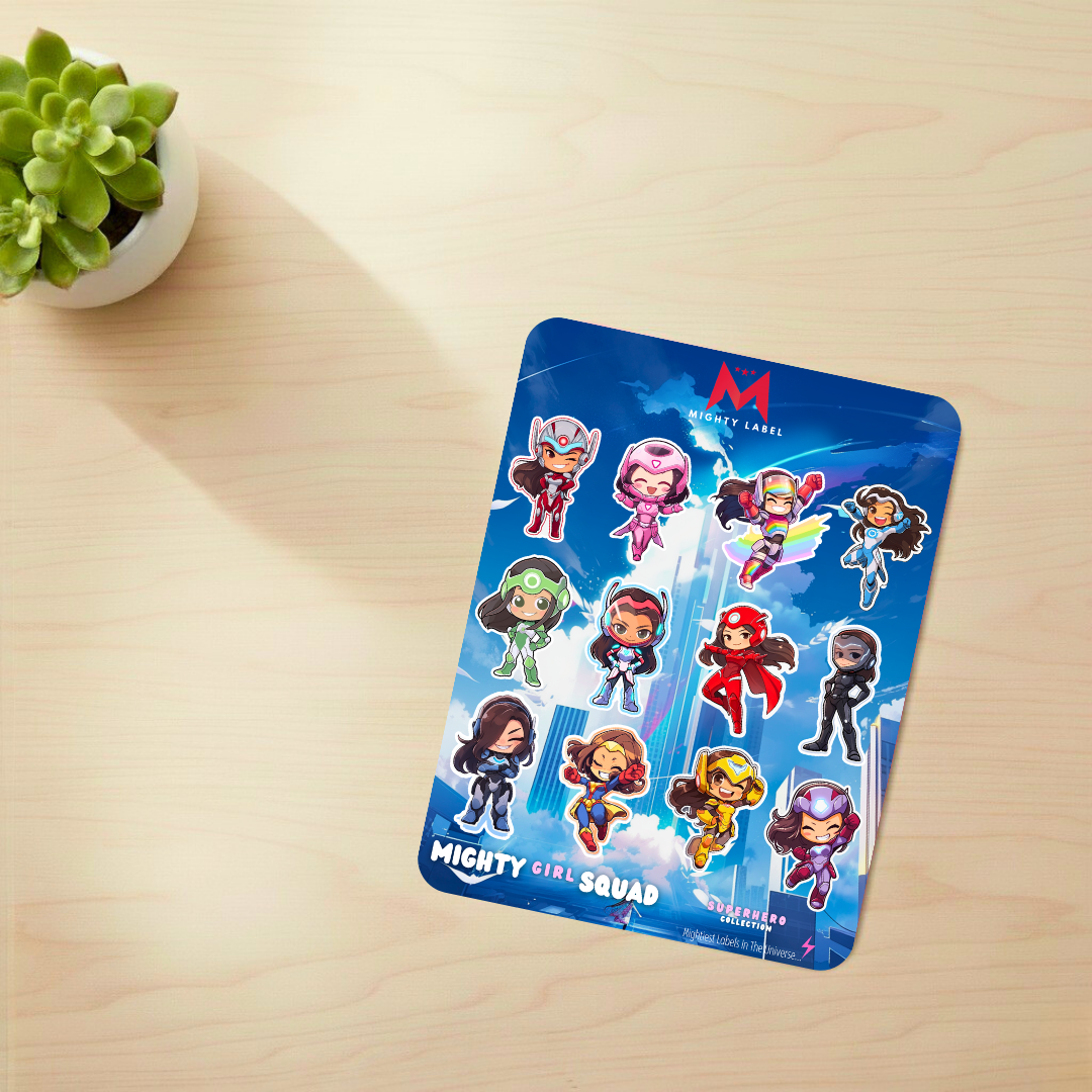 Mighty Girl Squad Sticker Decals - To Unleash Their Inner Hero | The Mighty Label (Brunette)