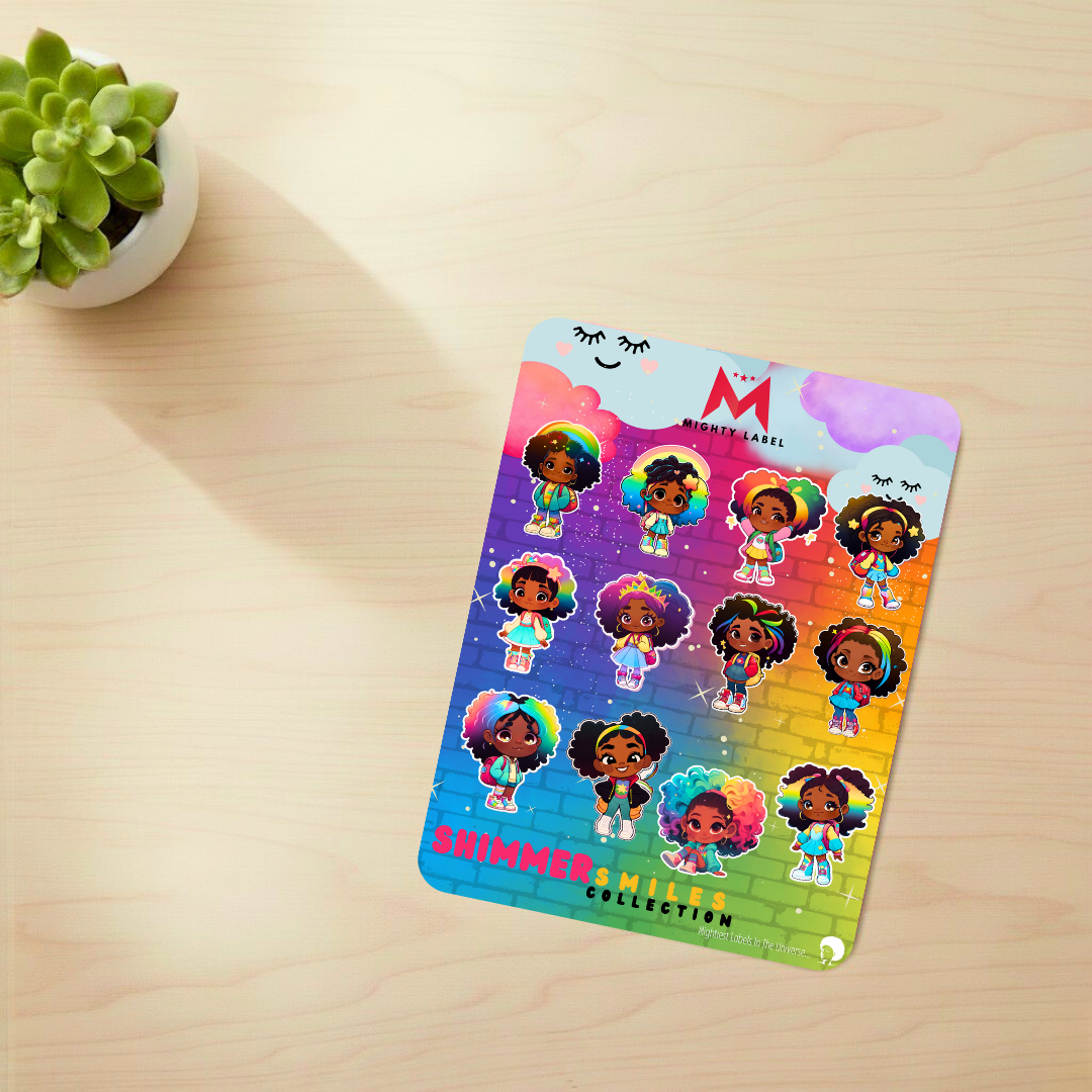 Shimmer Smiles Vinyl Sticker Pack (12 Decals) - Water-Resistant for Laptops | The Mighty Label