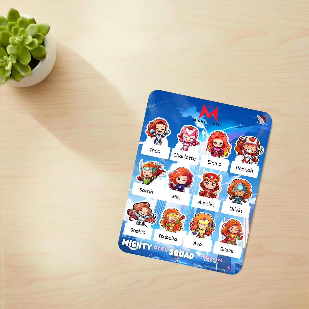 Mighty Girl Squad Iron-On Labels - To Unleash Their Inner Hero | The Mighty Labels (Red Head)