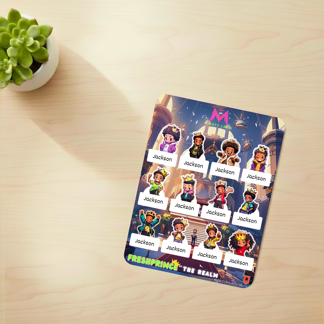 Personalised Prince Name Labels - Waterproof Vinyl for School Gear | The Mighty Label