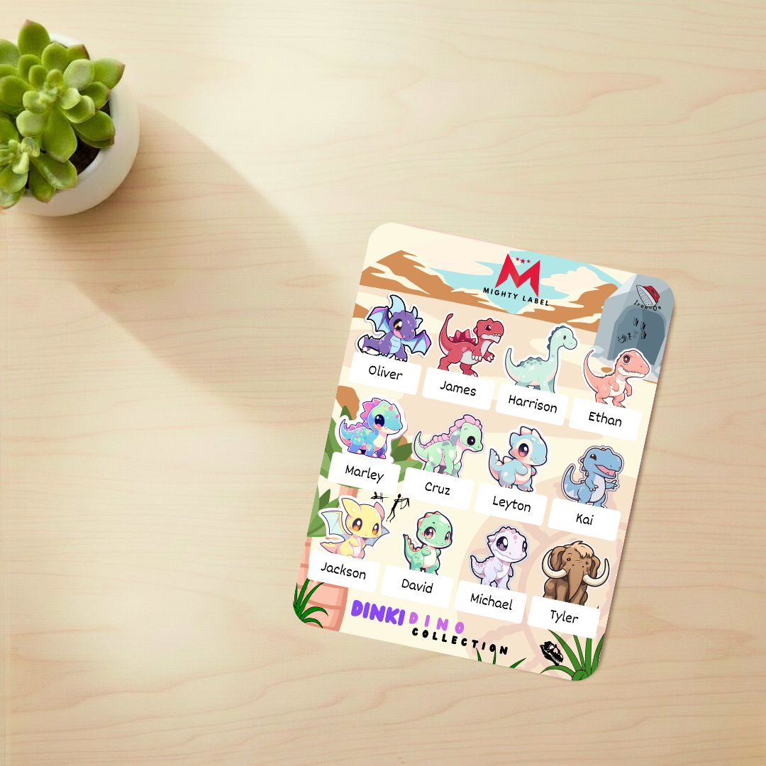 Dinky Dino Custom Clothing Labels - Pack of 24 for School Uniforms | The Mighty Label