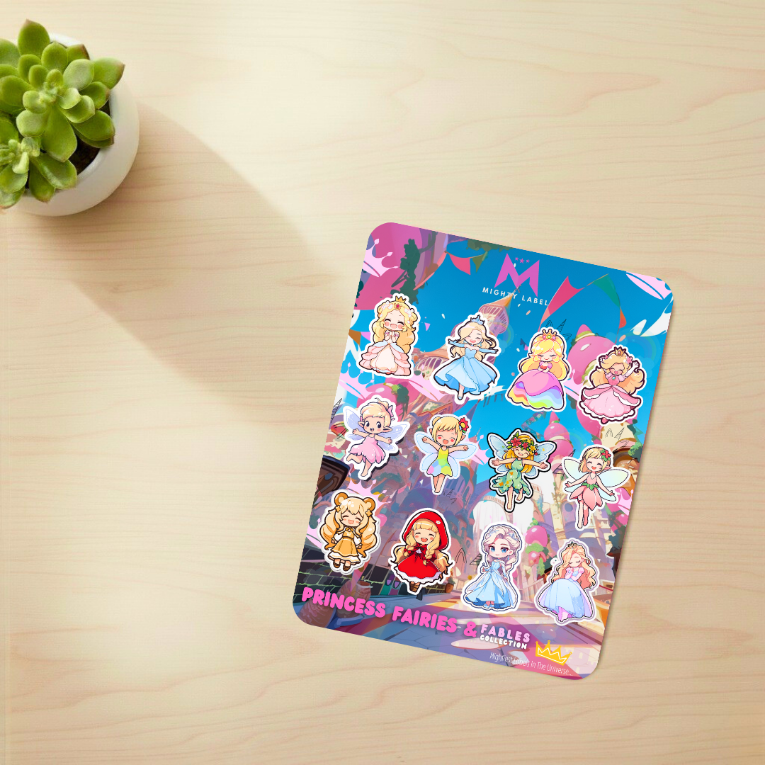 Princess & Fairy Sticker Pack - 12 Water-Resistant Vinyl Decals | The Mighty Label (Blonde)