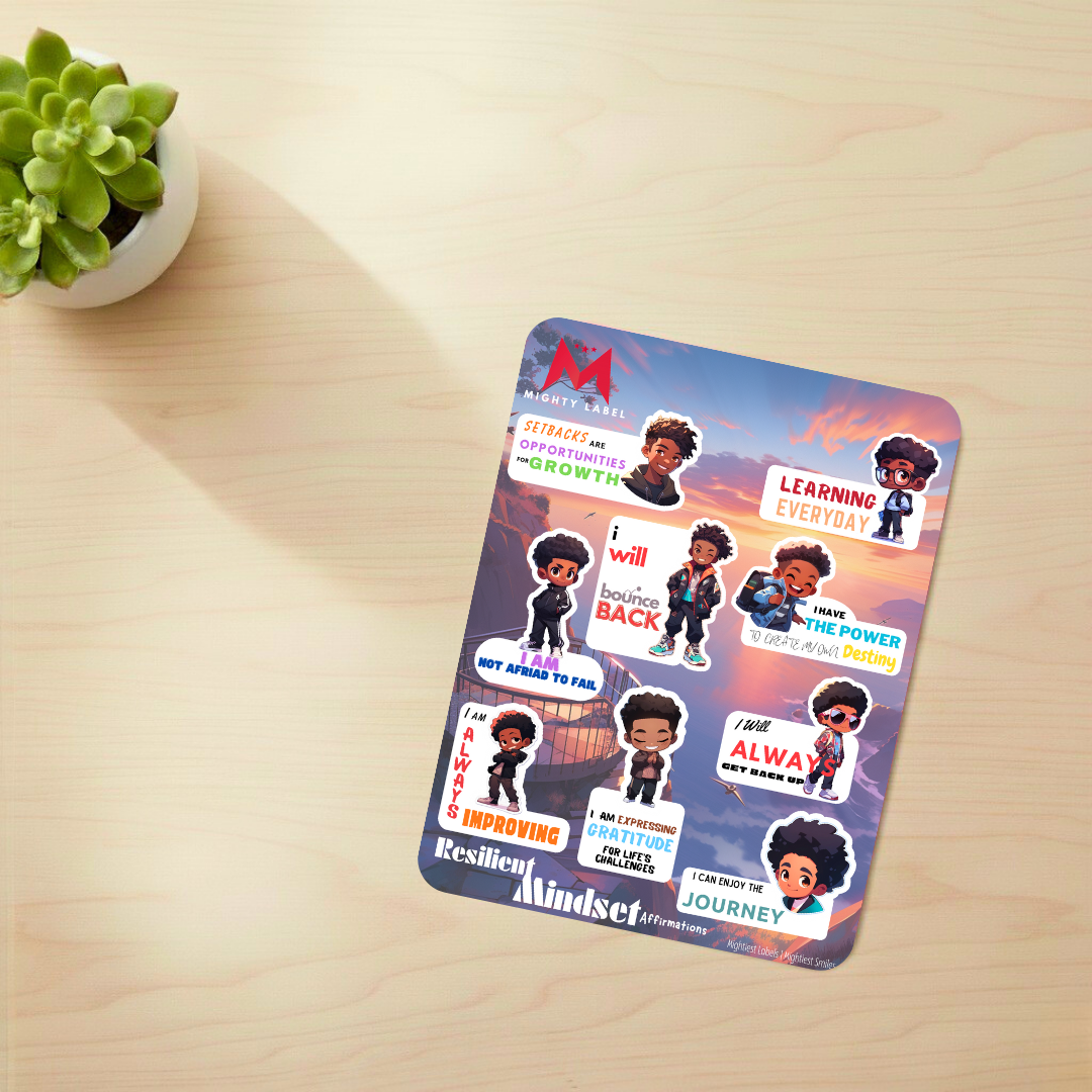 Resilient Mindset Sticker Pack - Positive Affirmations for Boys | The Mighty Label