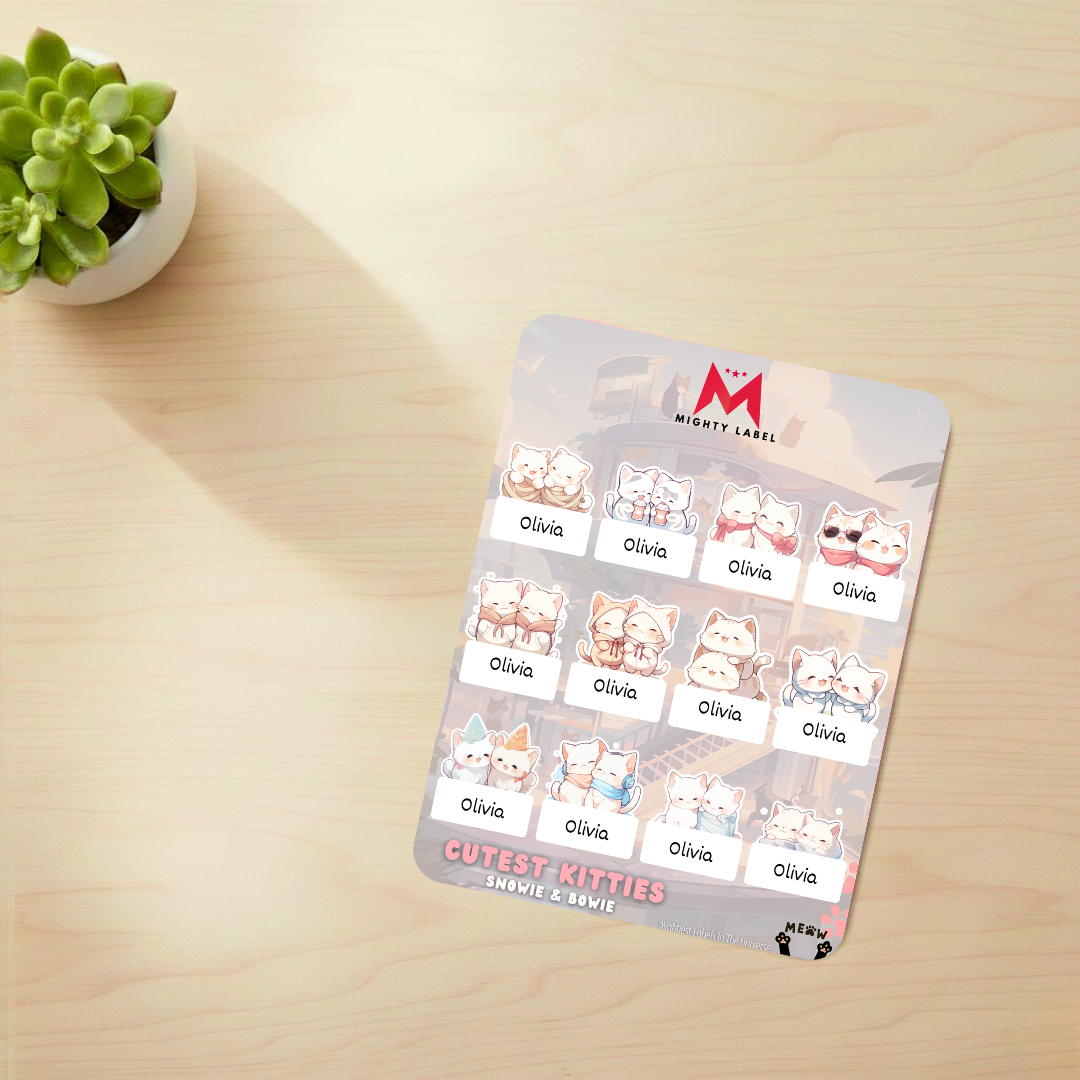 Cutest Kitties Vinyl Name Labels - Durable for Lunchboxes & Bottles | The Mighty Label