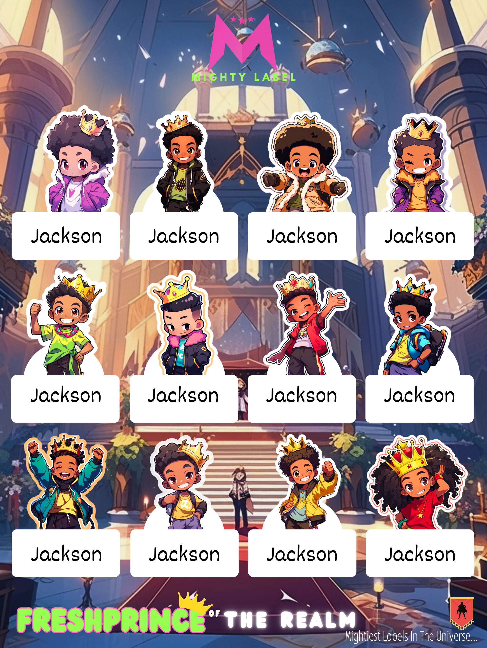 Personalised Prince Name Labels - Waterproof Vinyl for School Gear | The Mighty Label