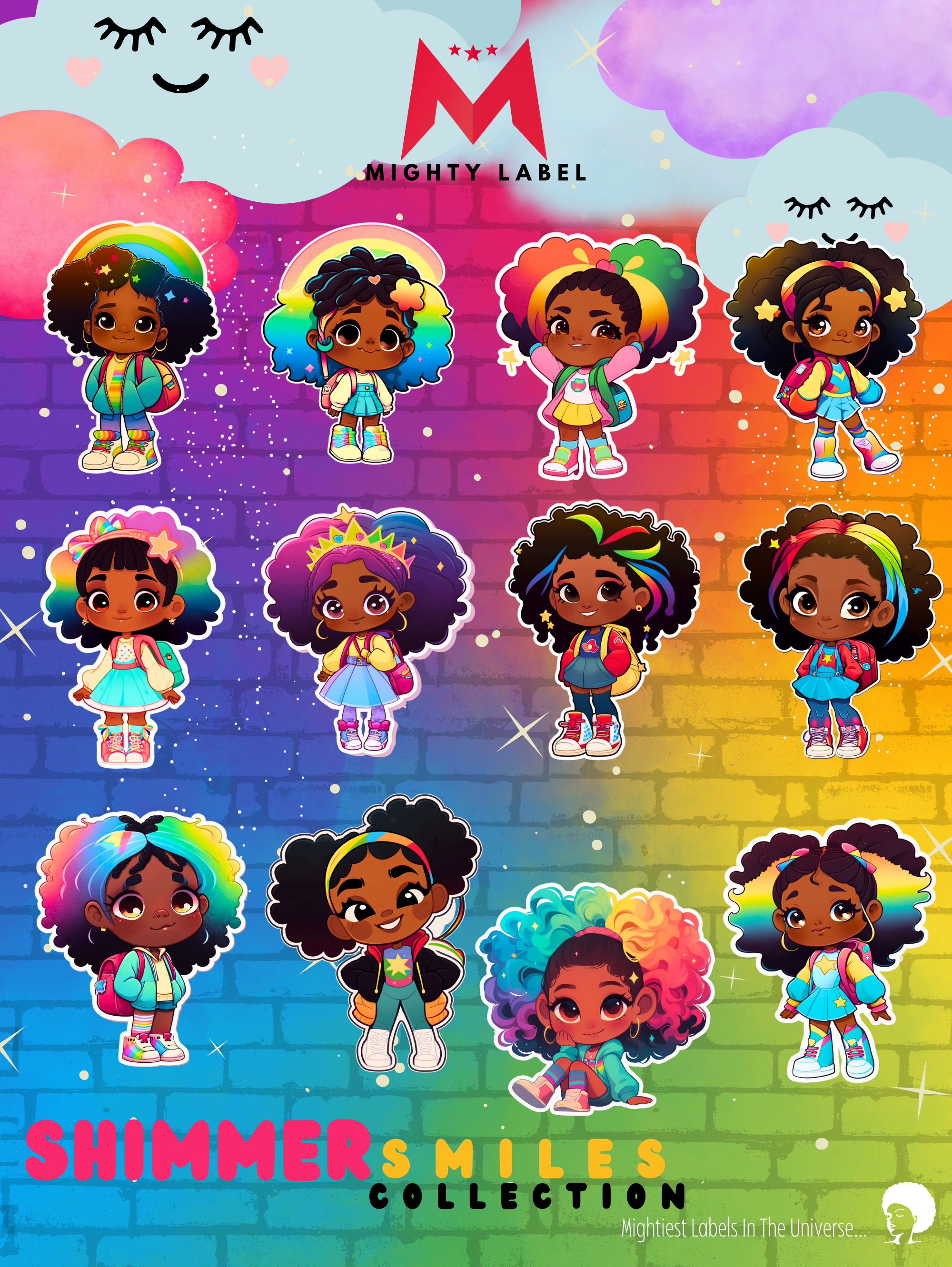 Shimmer Smiles Vinyl Sticker Pack (12 Decals) - Water-Resistant for Laptops | The Mighty Label