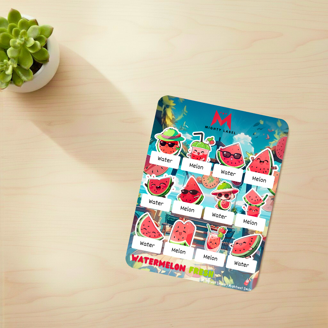 Personalised Watermelon Fresh Name Labels - Waterproof Vinyl for School | The Mighty Label