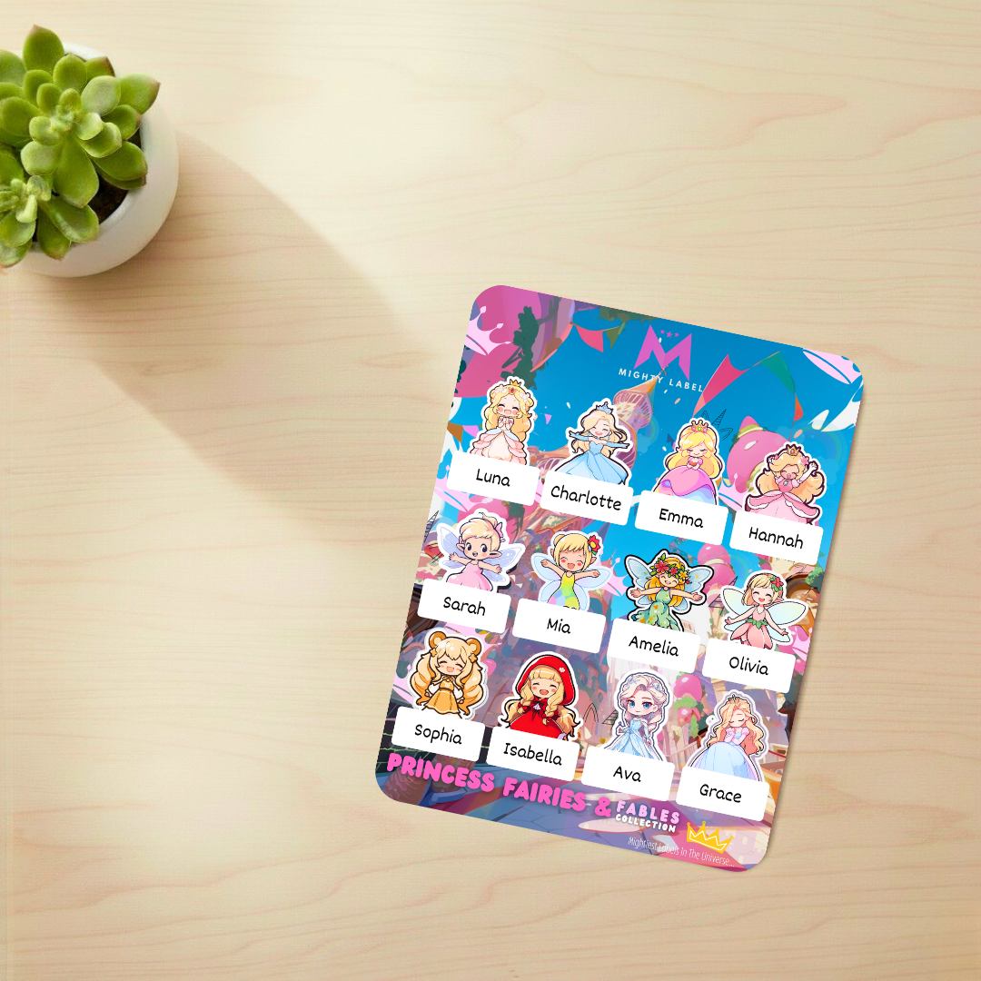 Personalised Princess Name Labels - Water-Resistant for School Gear | The Mighty Label (Blonde)