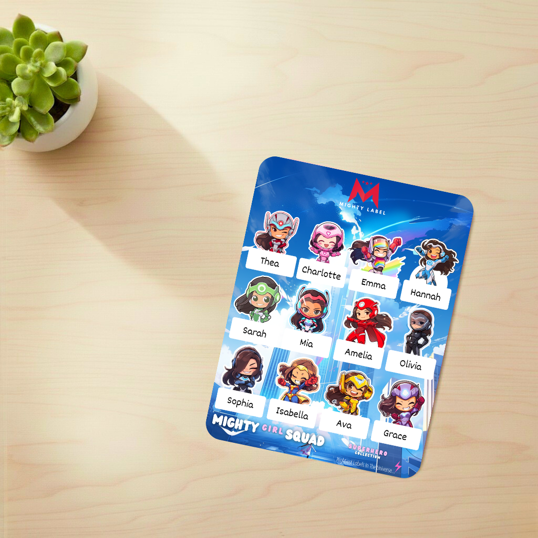 Mighty Girl Squad Name Labels - To Unleash Their Inner Hero | The Mighty Label (Brunette)