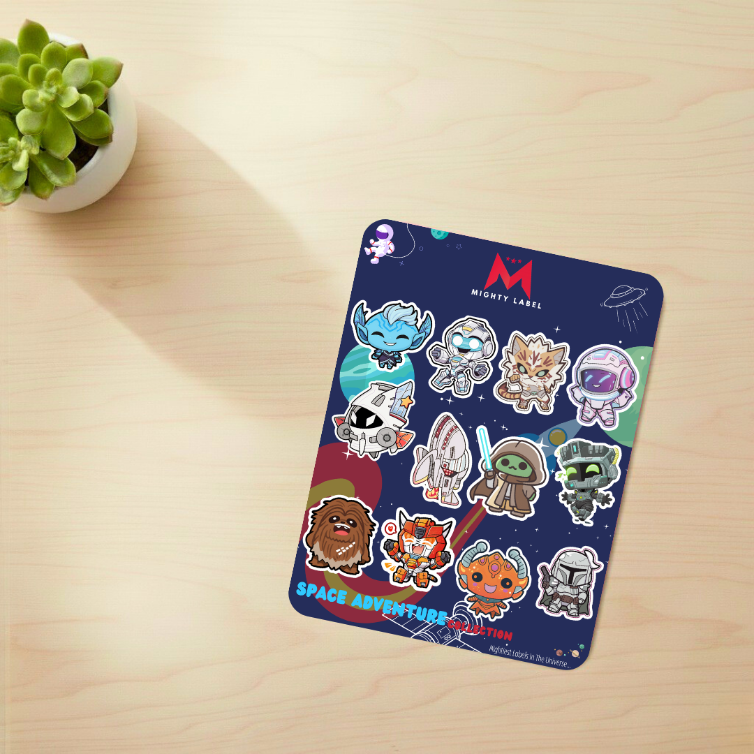 Space Adventure Sticker Pack - 12 Water-Resistant Vinyl Decals for Kids | The Mighty Label